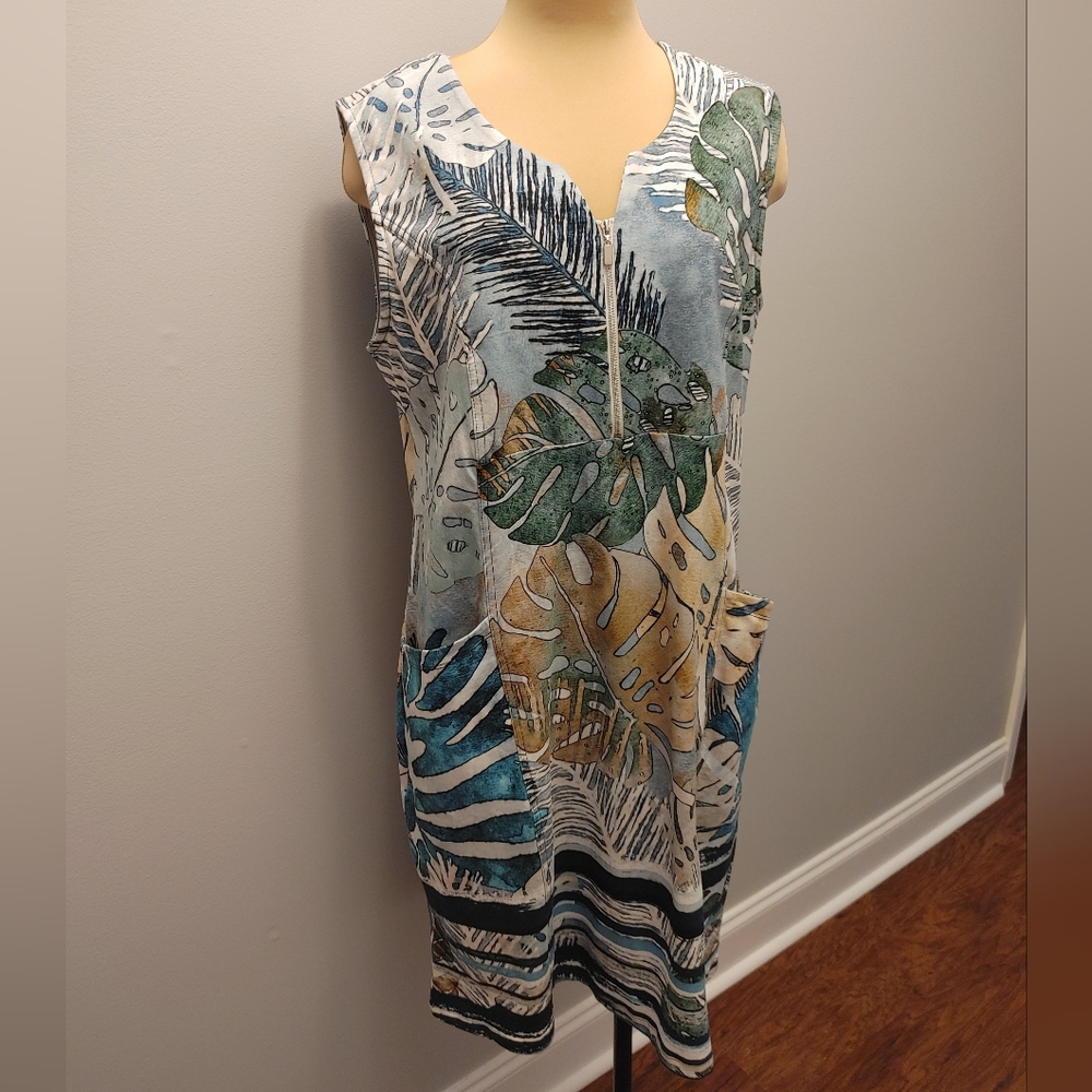 Simply Art Dolcezza Tropical Blue. Soft Demin Abstract Art Dress - Picture 2 of 8